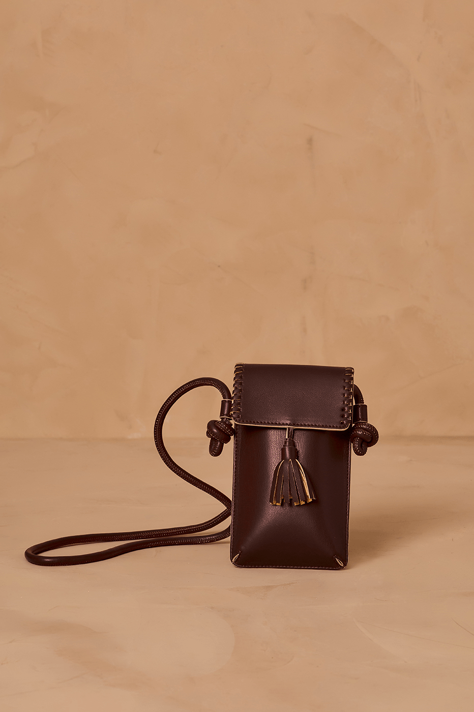 Brown Caffeine Cellphone Magnet Closure Crossbody Bag
