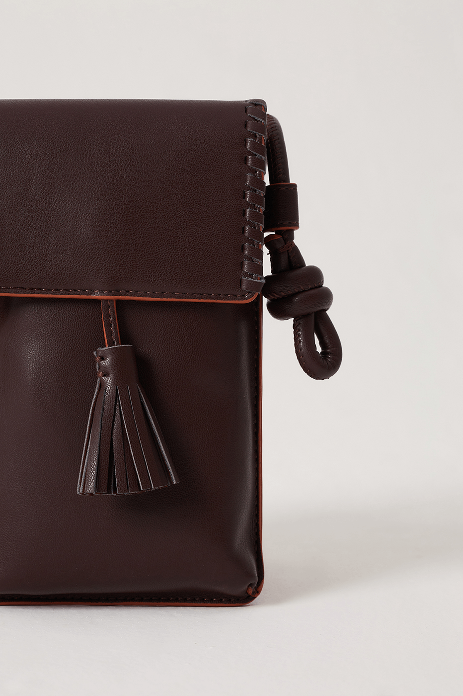 Brown Caffeine Cellphone Magnet Closure Crossbody Bag