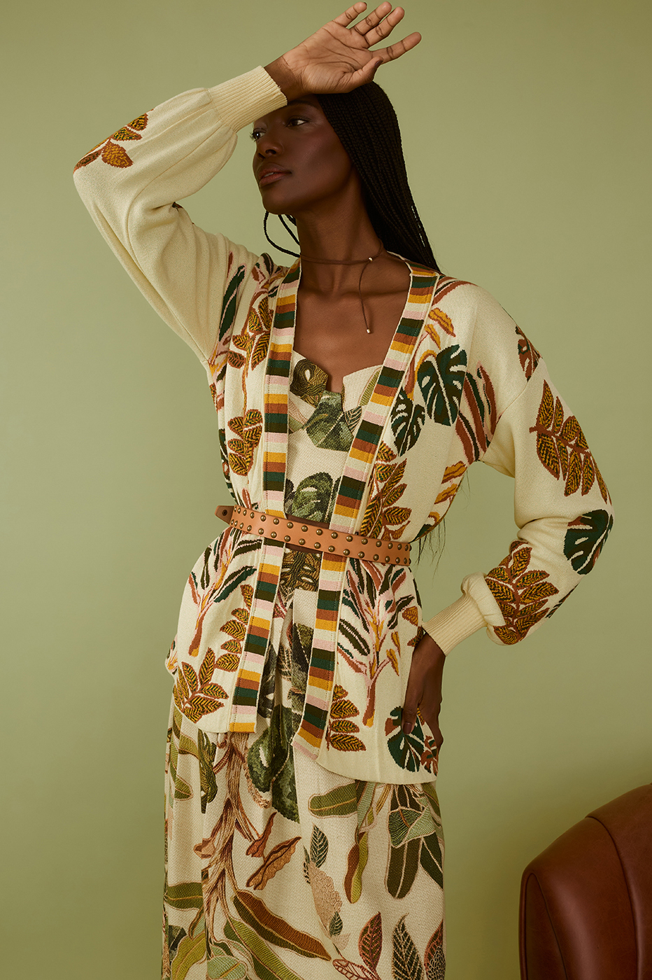 Tropikat Print Jacquard Jnit Cardigan_1