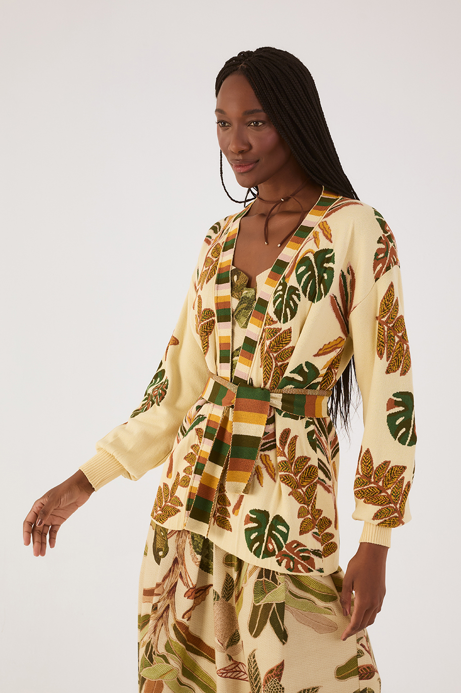 Tropikat Print Jacquard Jnit Cardigan_2